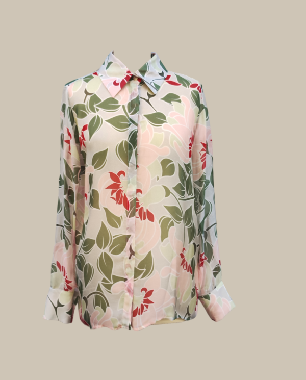 Camicia floreale in trasarenza cotone e seta - originale 360 gradi