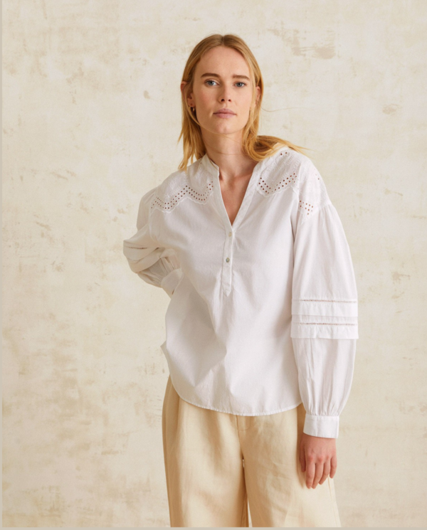 Camicia bianca in cotone manica a palloncino - ultima taglia large