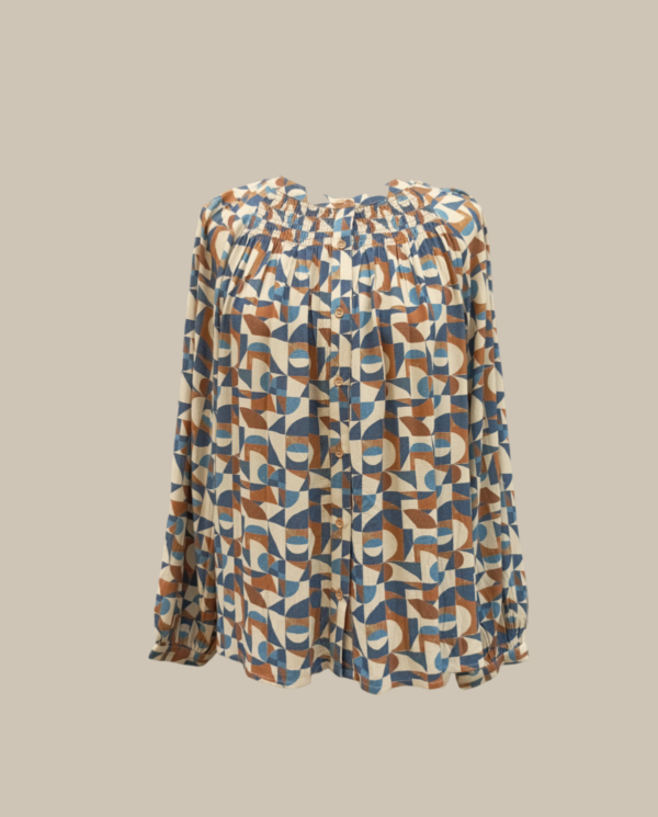 Blusa fantasia geometrica manica raglan - ultima taglia media