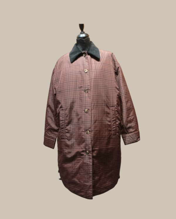 Impermeabile idrorepellente con colletto in velluto blu a coste - immagine 2