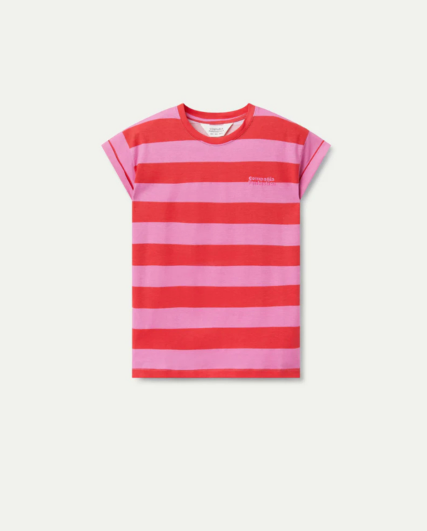 T-shirt a righe rosa e rosso