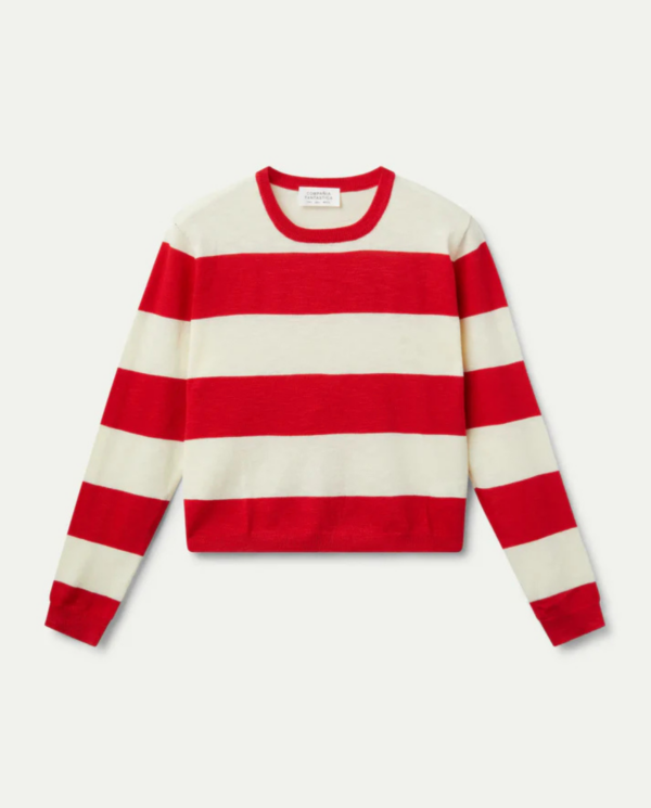 Maglia a righe rosso e ecrù - manica lunga