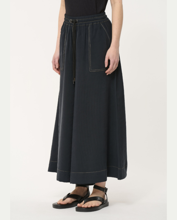 Gonna pantalone con elastico in vita, blu scuro