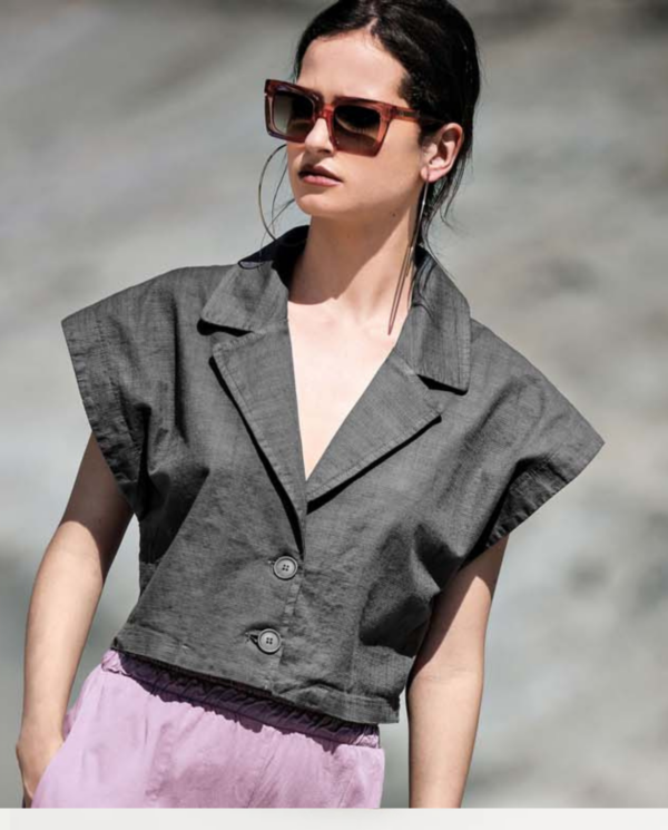 Gilet top in cotone a due bottoni