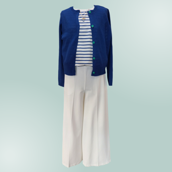 Cardigan traforato bluettes con bottoni verdi - manica lunga - immagine 2