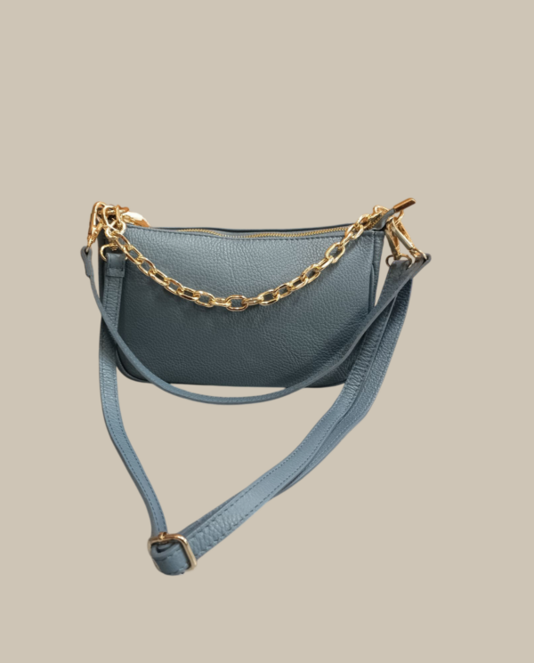 Borsa in pelle color carta da zucchero piccola con 3 tipi di tracolla