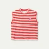 T-shirt a righe rosse spalla scesa - immagine 2