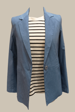 Giacca sfoderata color jeans chiaro -  un bottone, taglio vicino al corpo