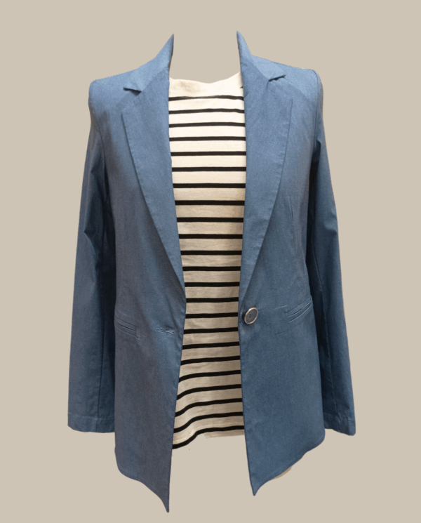 Giacca sfoderata color jeans chiaro -  un bottone, taglio vicino al corpo