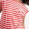 T-shirt a righe rosse spalla scesa