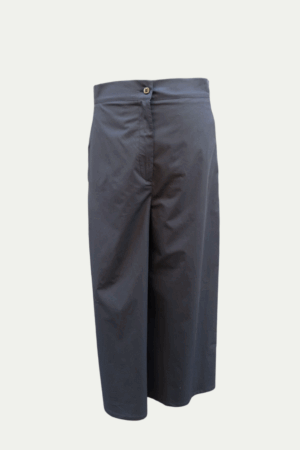 Pantalone donna palazzo in cotone popelin grigio piombo - Produzione sartoriale