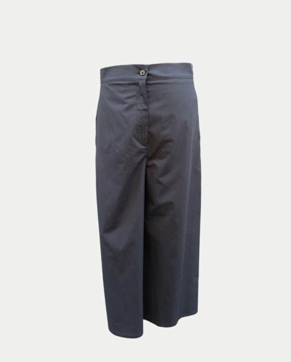Pantalone donna palazzo in cotone popelin grigio piombo - Produzione sartoriale