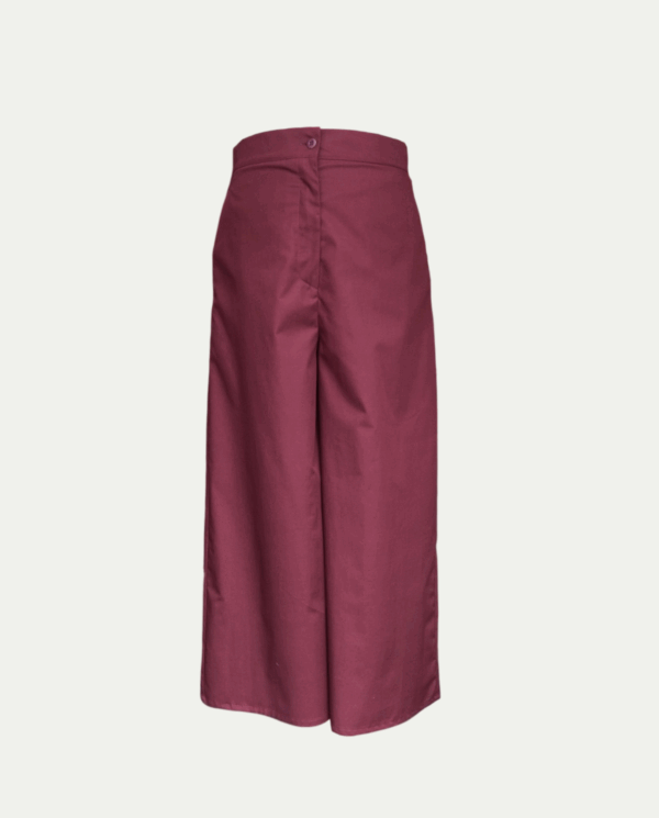 Pantalone donna in cotone popelin marrone/bordò- Produzione sartoriale