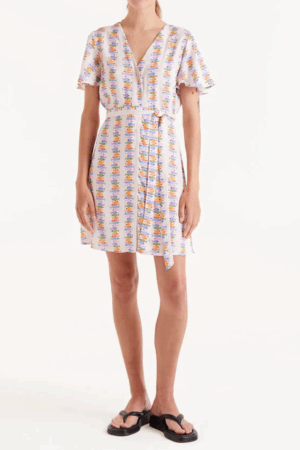 Vestito con manica corta fantasia pesciolini