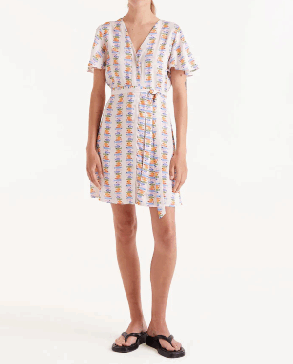 Vestito con manica corta fantasia pesciolini