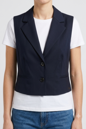 Gilet blu corto con fodera interna