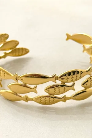 Bracciale color oro con branco pesci regolabile