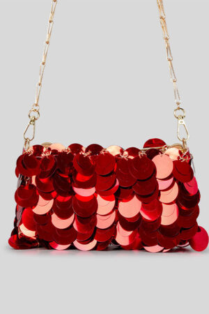 Clutch co grandi paiettes e tracolla a catena