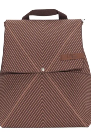 Zaino in tessuto con chiusura cerniera e patella frontale color bordò