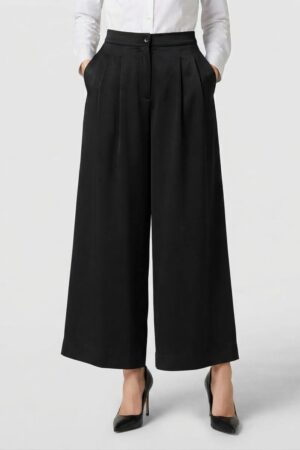 Gonna pantalone nera con pieghe frontali -produzione propria