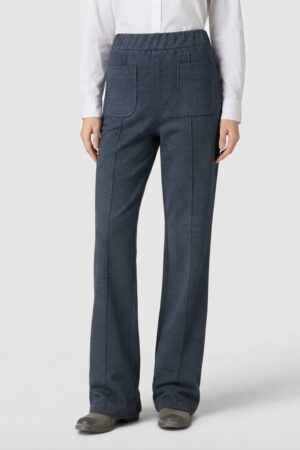 Pantalone elastico in vita, tessuto morbido color jeans con taschine frontali