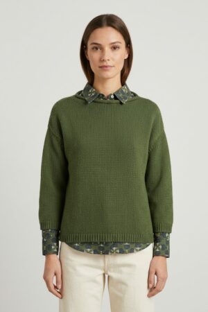 Maglia verde taglio over manica 3/4
