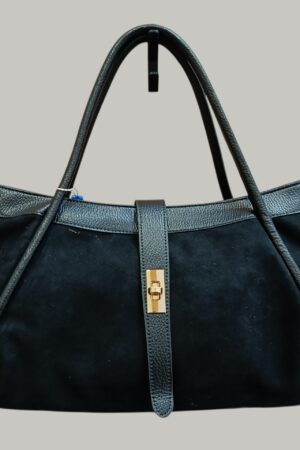 Borsa nera in pelle di medie-grandi dimensioni
