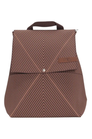 Zaino in tessuto con chiusura cerniera e patella frontale color cacao