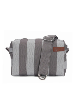 Borsa in tessuto con chiusura cerniera a righe grigio con tracolla