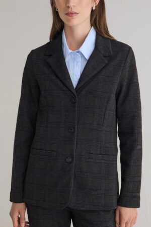 Blazer check grigio sfoderato con tasche