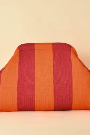 Clutch in tessuto a righe ruggine